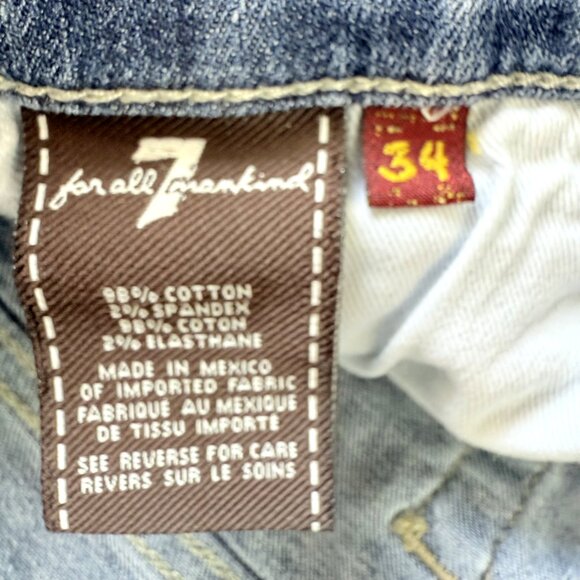 Y2K 7 For All Mankind Standard Straight Jeans Men’s Size 34 Mid‑Rise Light Wash - Picture 7 of 11